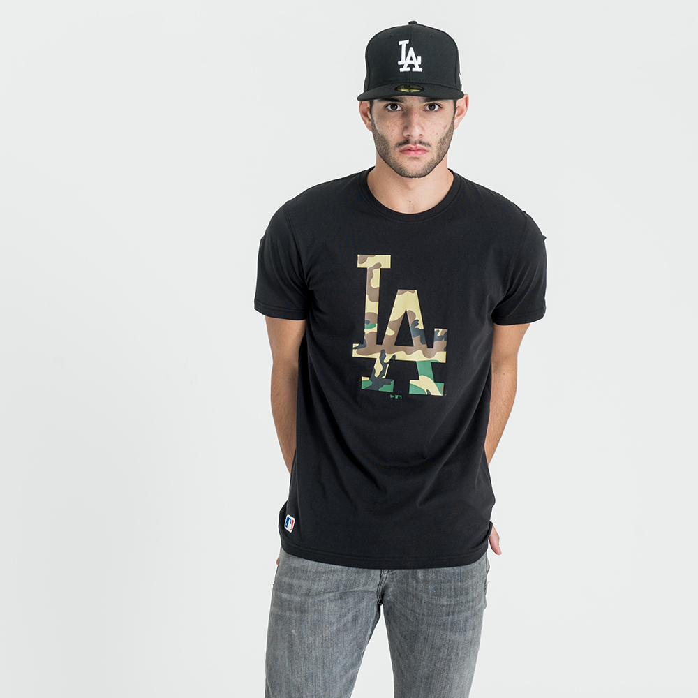 Los Angeles Dodgers Infill Logo Black Tee A2368_263