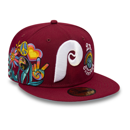 Official New Era Philadelphia Phillies MLB Groovy Scarlet 59FIFTY Fitted  Cap B7284_284 B7284_284