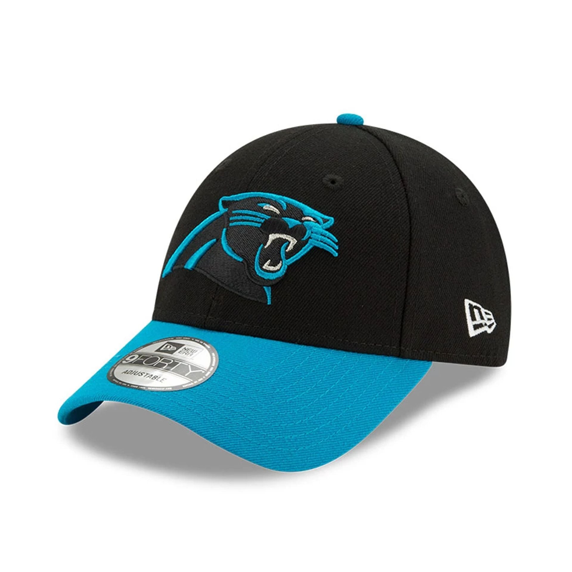 This is a Carolina Panthers The League Black 9FORTY Cap 1