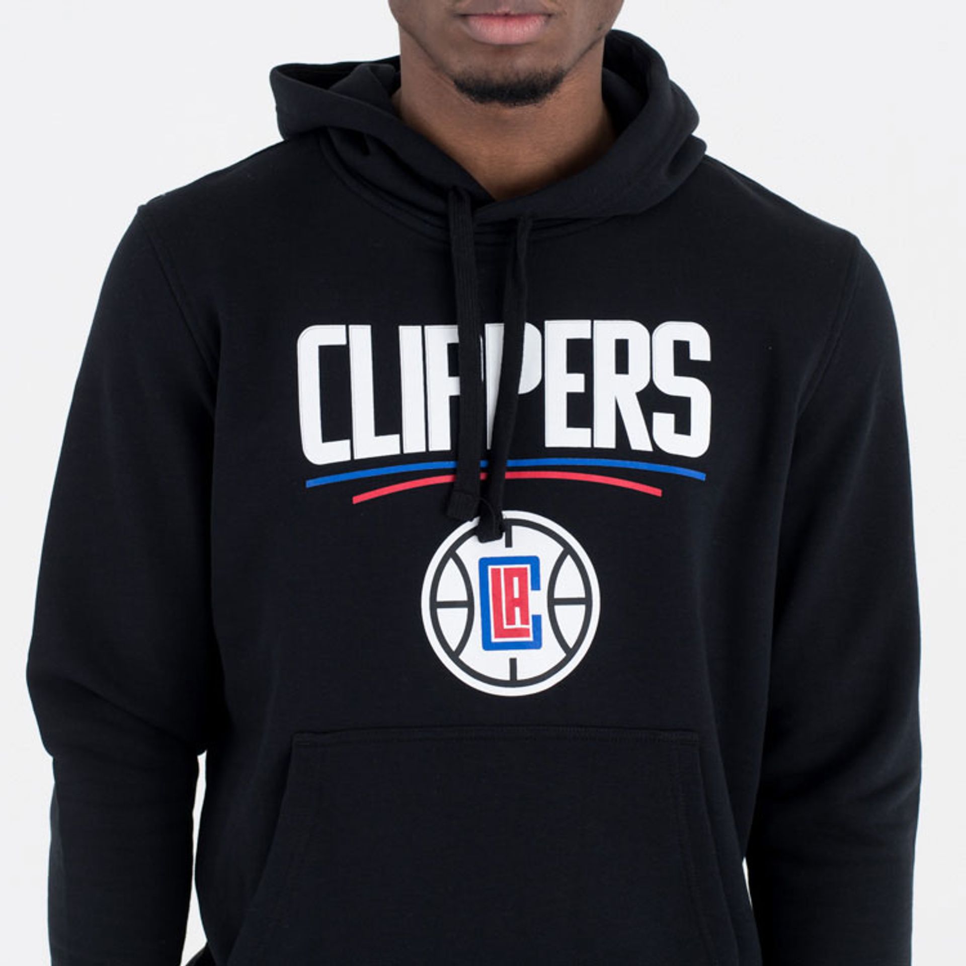 The Male model is wearing LA Clippers Team Logo Black Hoodie 2