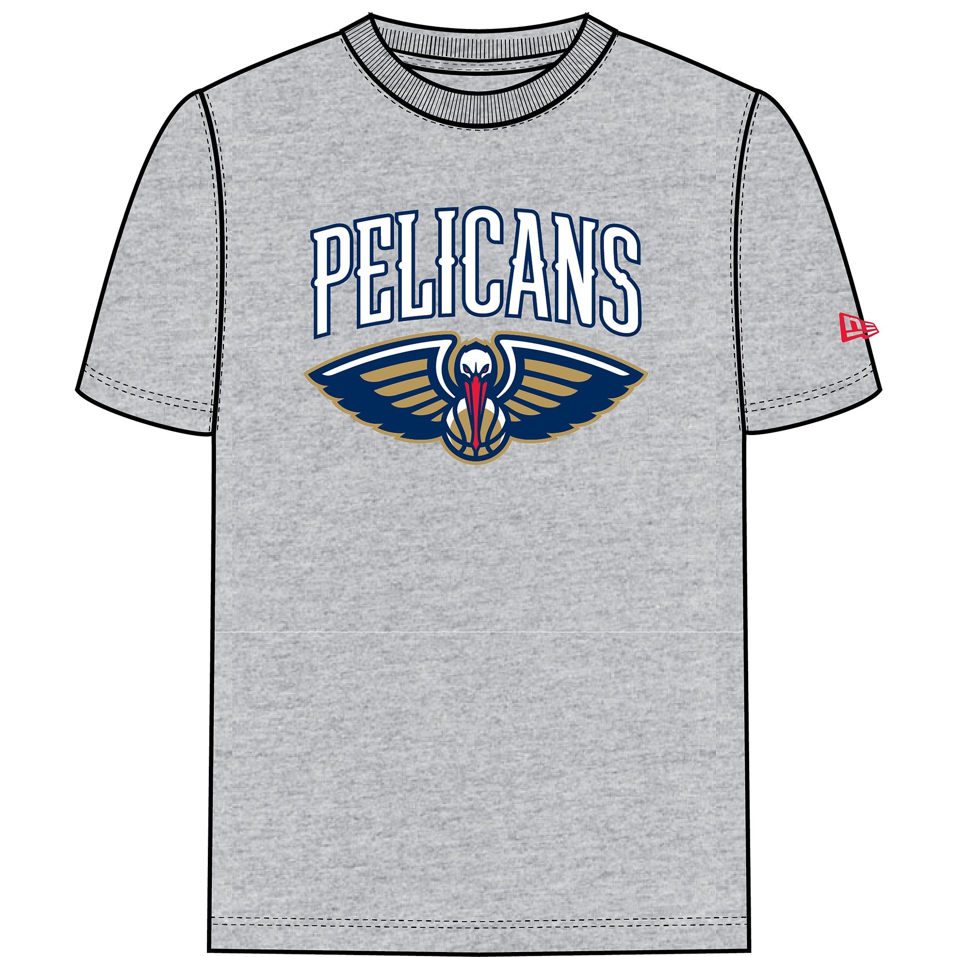 The Male model is wearing New Orleans Pelicans Team Logo Grey T-Shirt 2