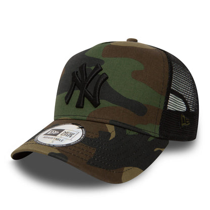 This is a New York Yankees Clean Camo A-Frame Trucker Cap 1