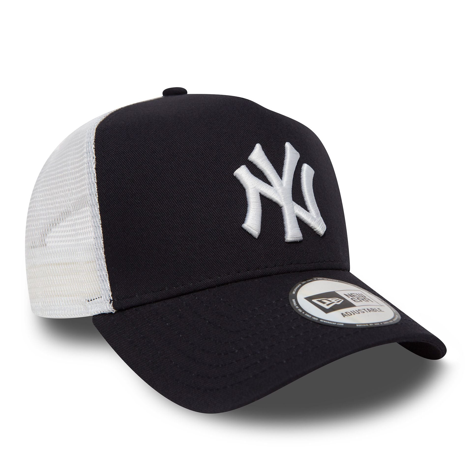 This is a New York Yankees Clean Navy A-Frame Trucker Cap 3