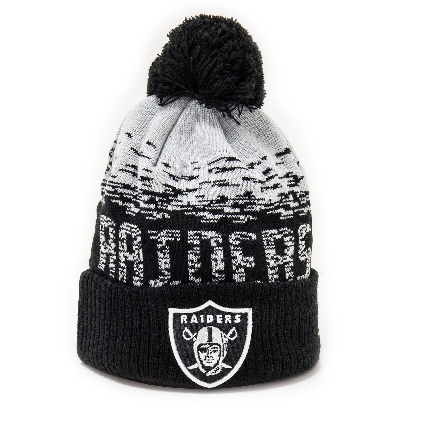 This is a Las Vegas Raiders Black Sport Cuff Beanie Hat 1