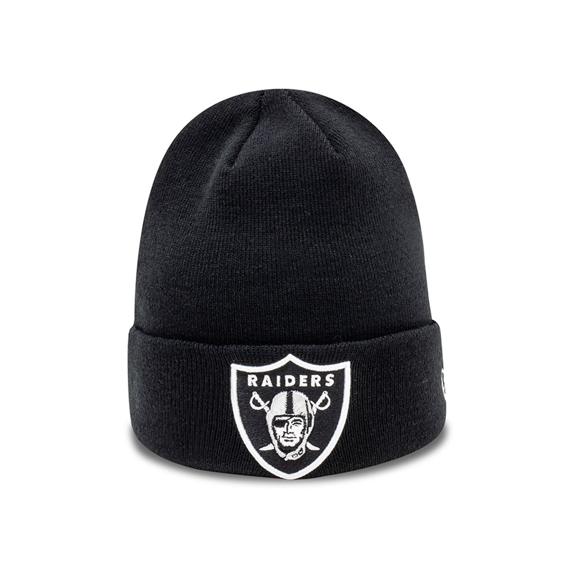 This is a Las Vegas Raiders Essential Black Cuff Beanie Hat 1