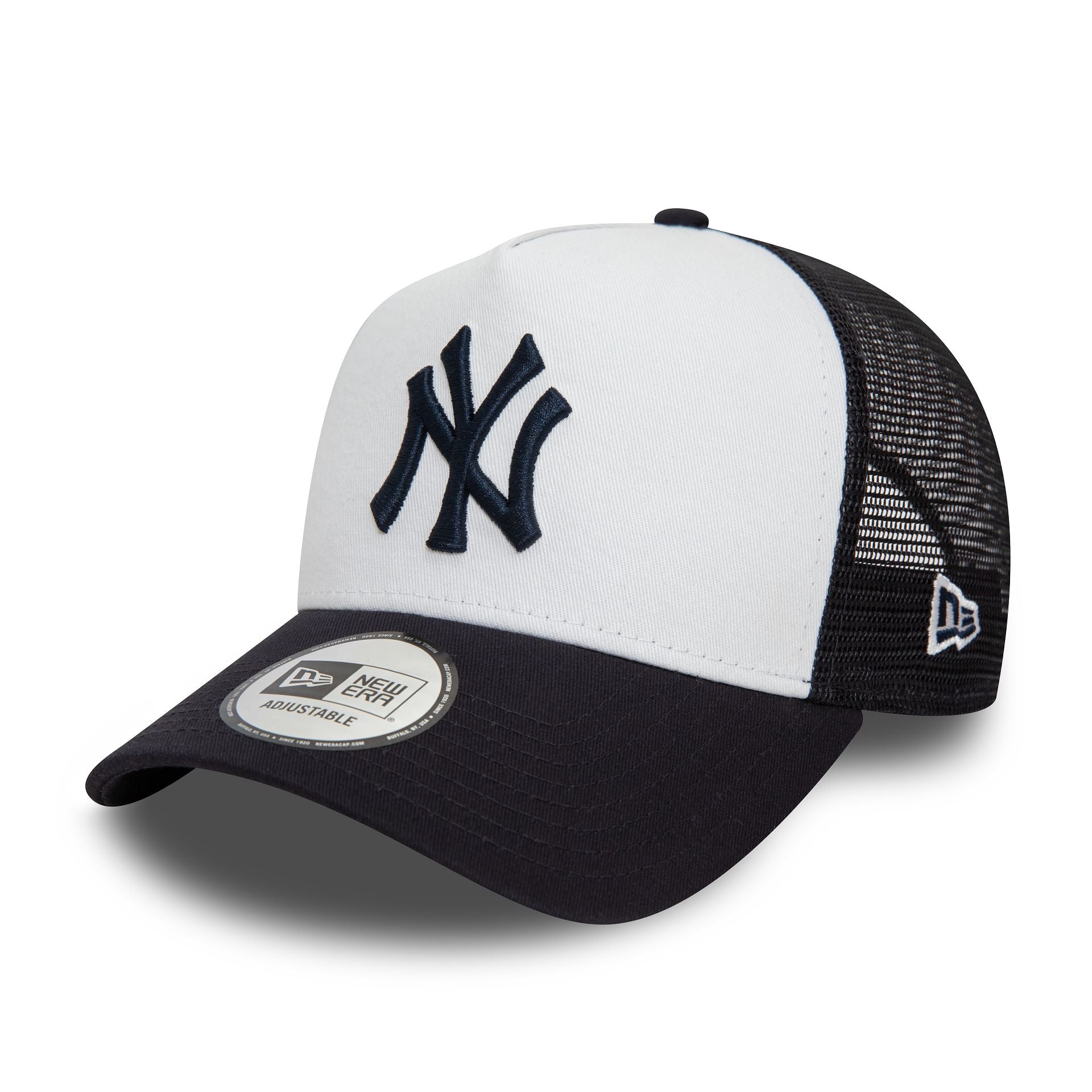 This is a New York Yankees Team Colour White A-Frame Trucker Cap 1