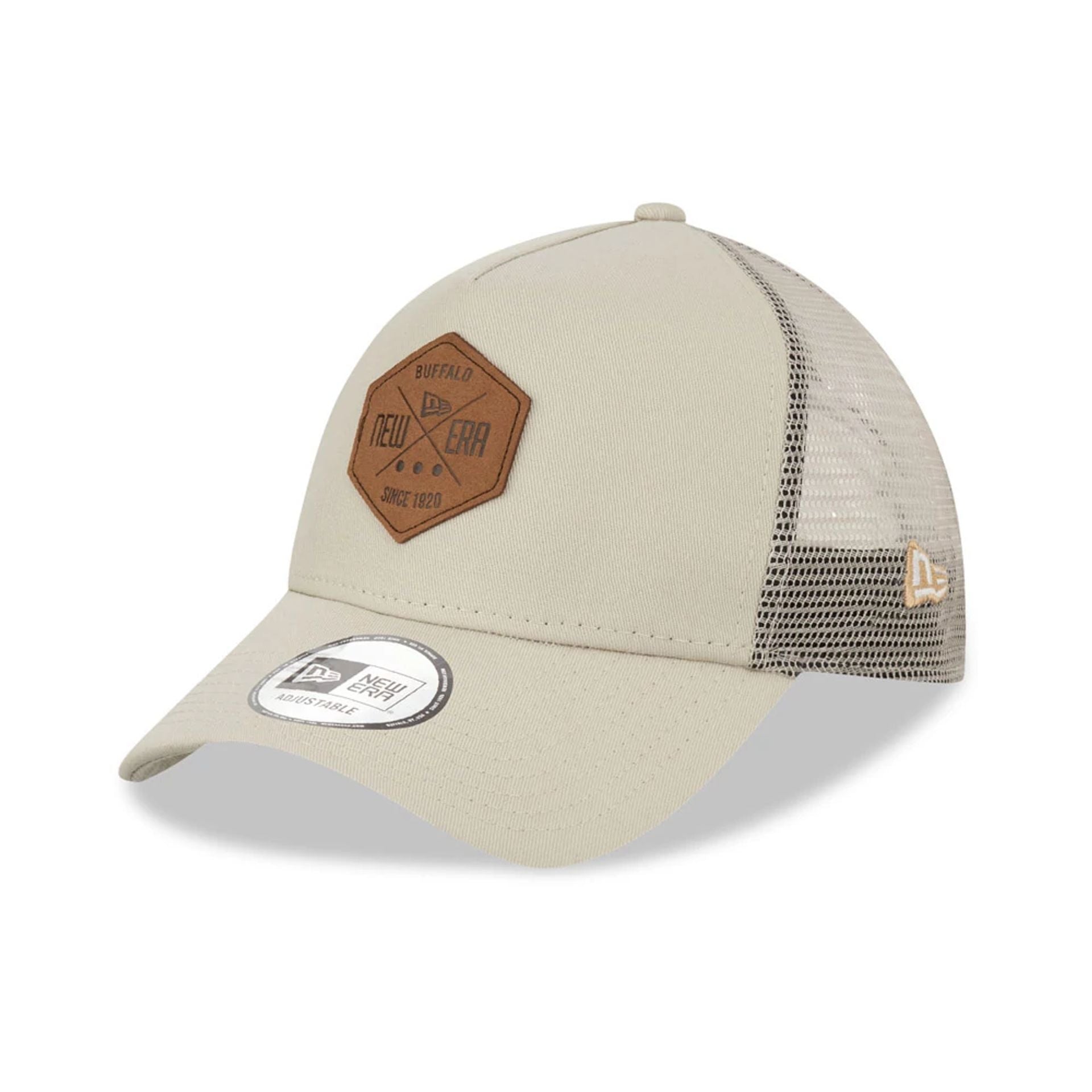 This is a New Era Patch Stone A-Frame Trucker Cap 1