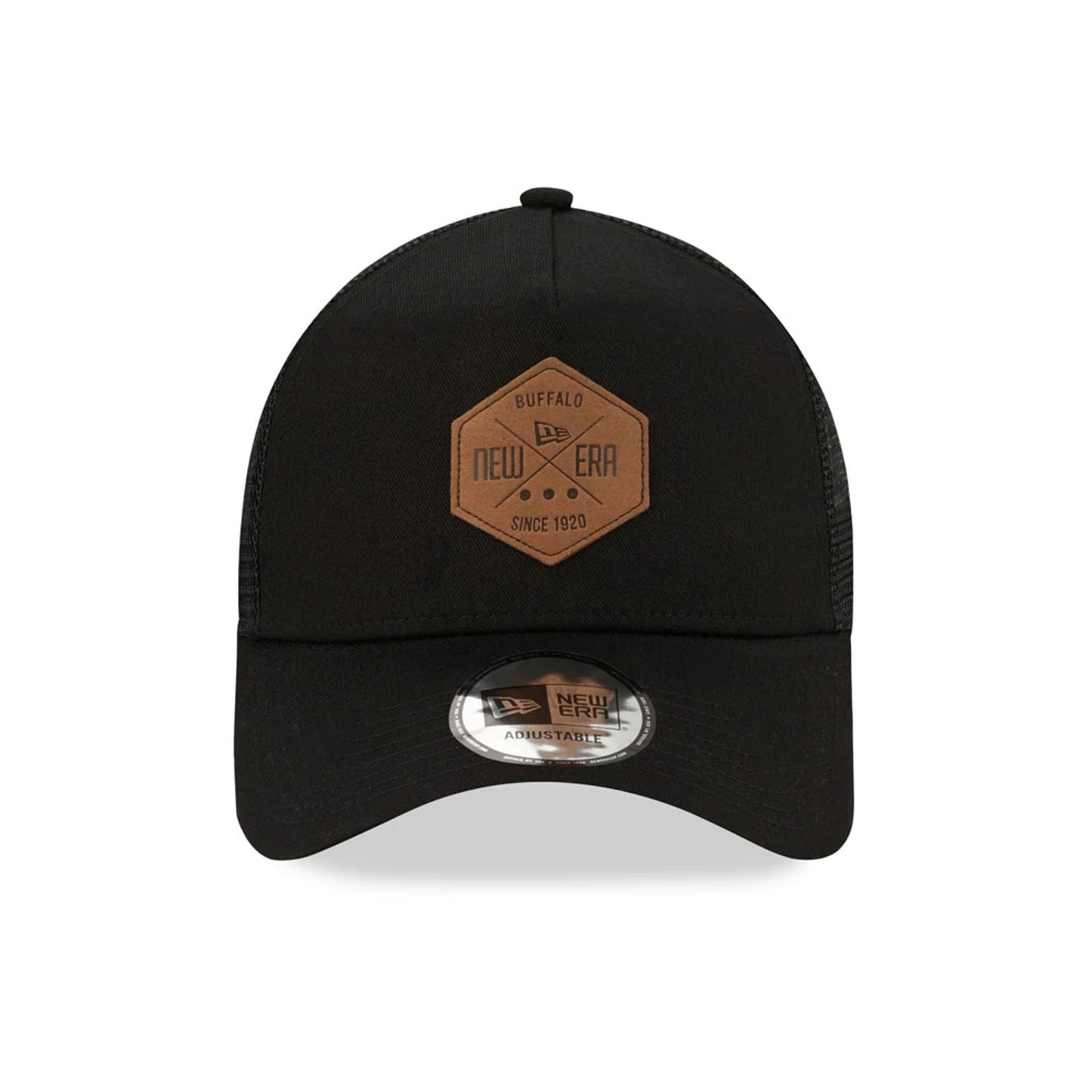 This is a New Era Patch Black A-Frame Trucker Cap 2