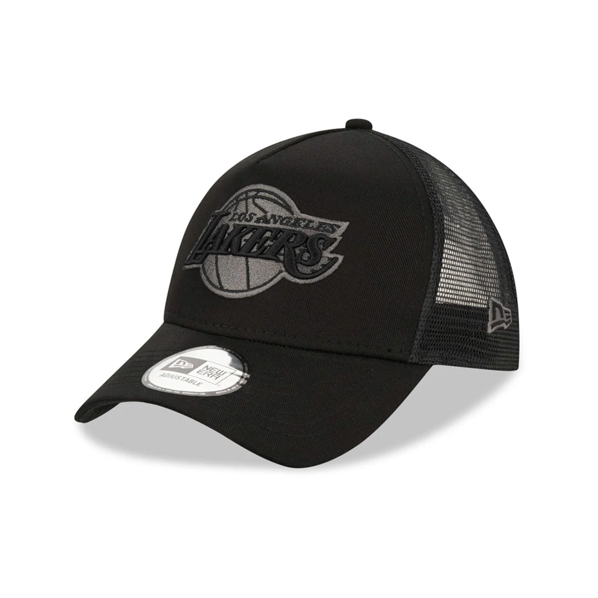 This is a LA Lakers Tonal Black A-Frame Trucker Cap 1