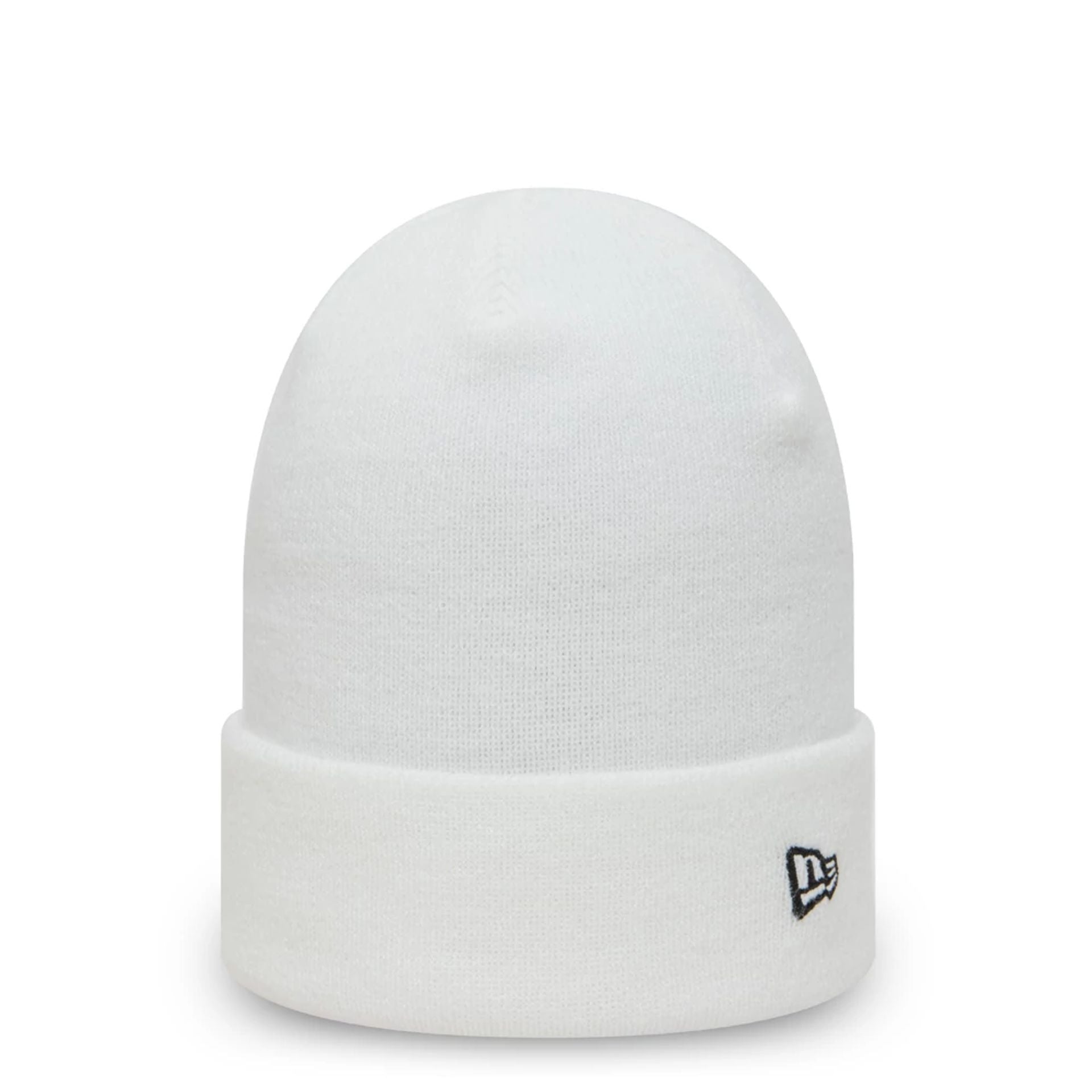 This is a New Era Essential White Cuff Beanie Hat 1