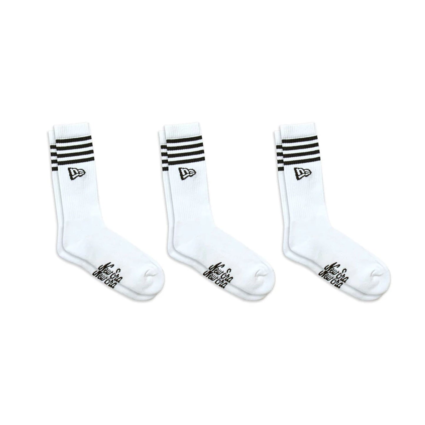 This is a New Era Stripe 3 Pack Crew White Socks 2