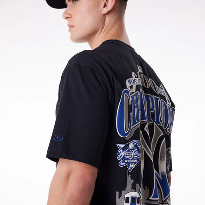 The Male model is wearing New York Yankees New Era Australia Black Oversized T-Shirt 7