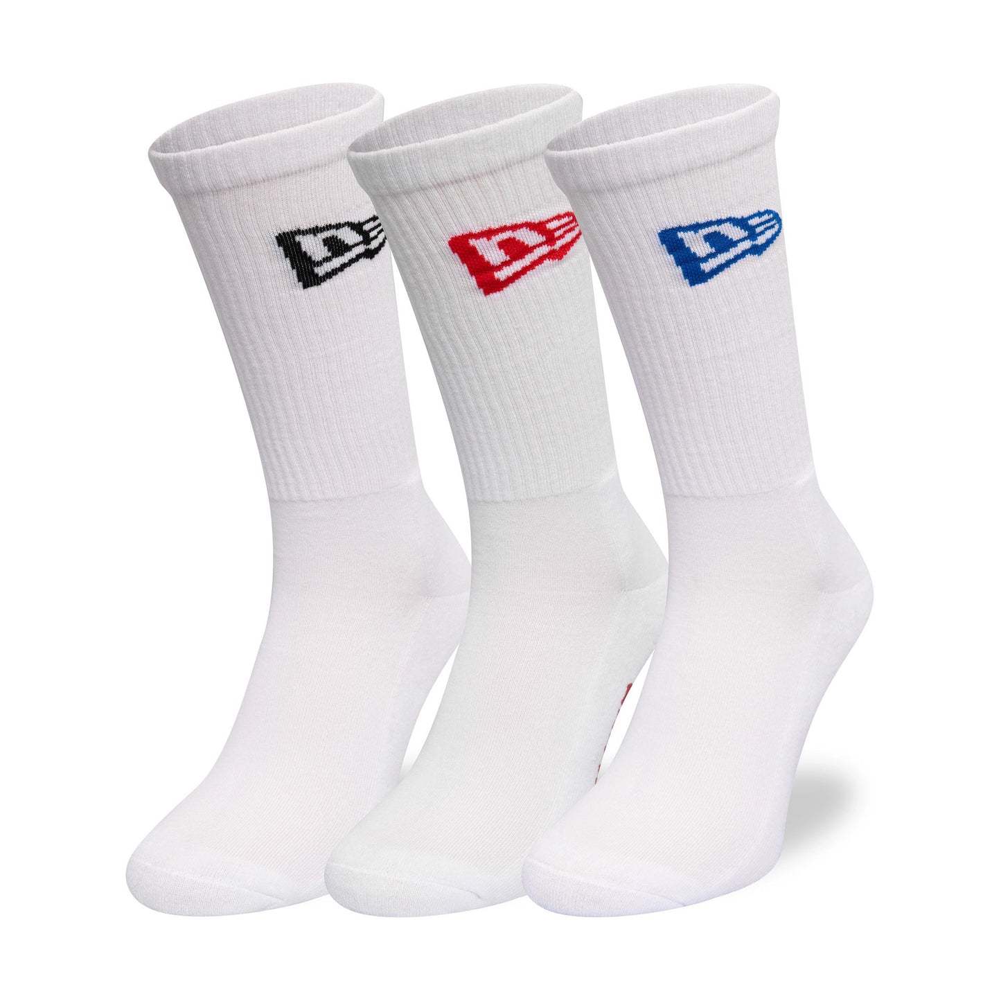 This is a New Era Flag White 3 Pack Crew Socks 1