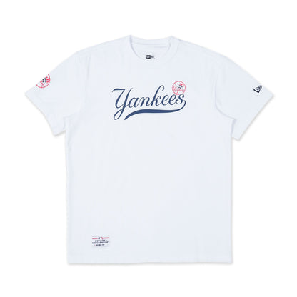 The Male model is wearing New York Yankees MLB Doughnut Party Vibe White T-Shirt 2