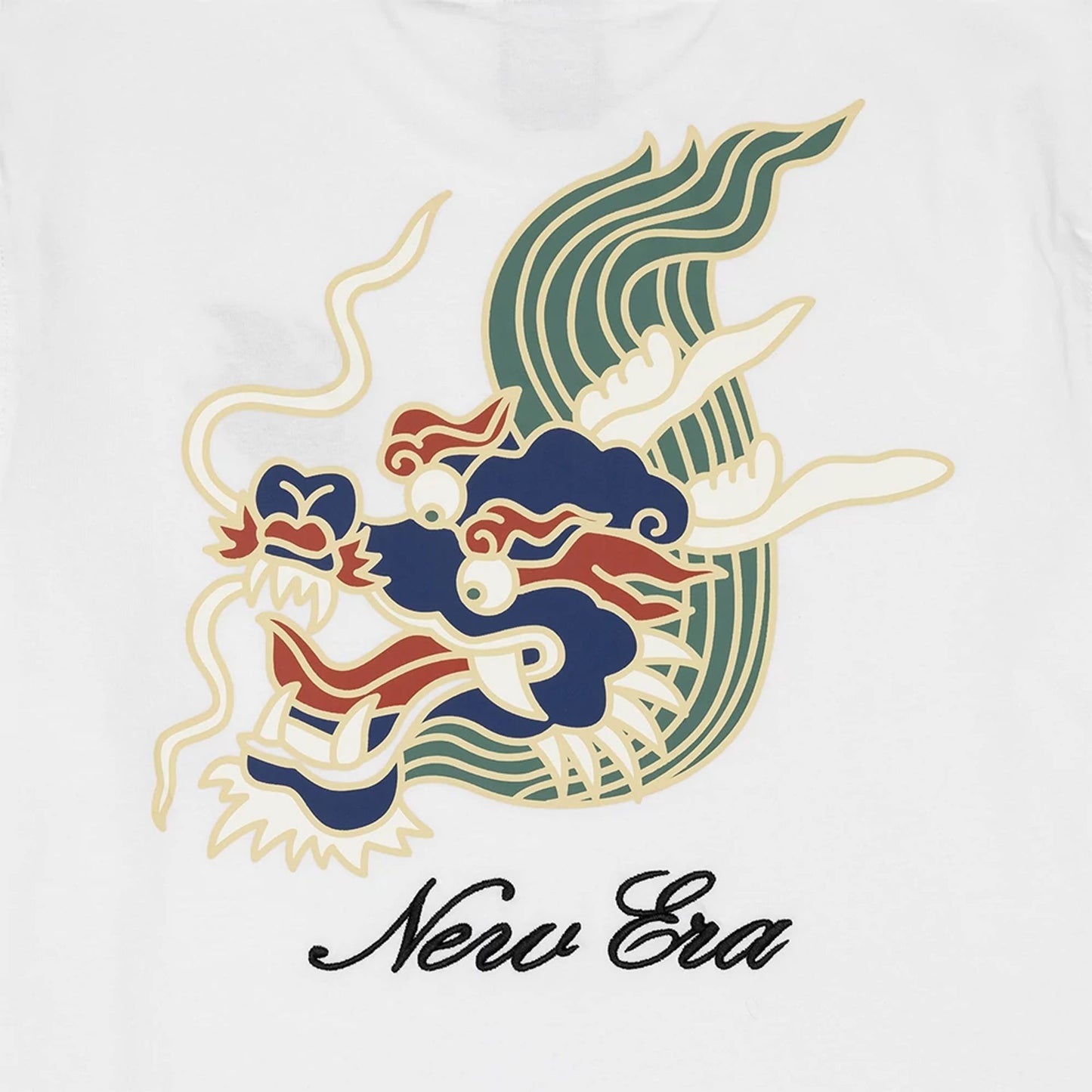 The Male model is wearing New Era Year Of The Dragon White T-Shirt 3