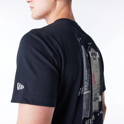 The Male model is wearing New Era Korea Skateboard Black T-Shirt 7