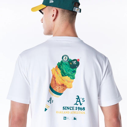 The Male model is wearing Oakland Athletics MLB Home New Era Korea White T-Shirt 6