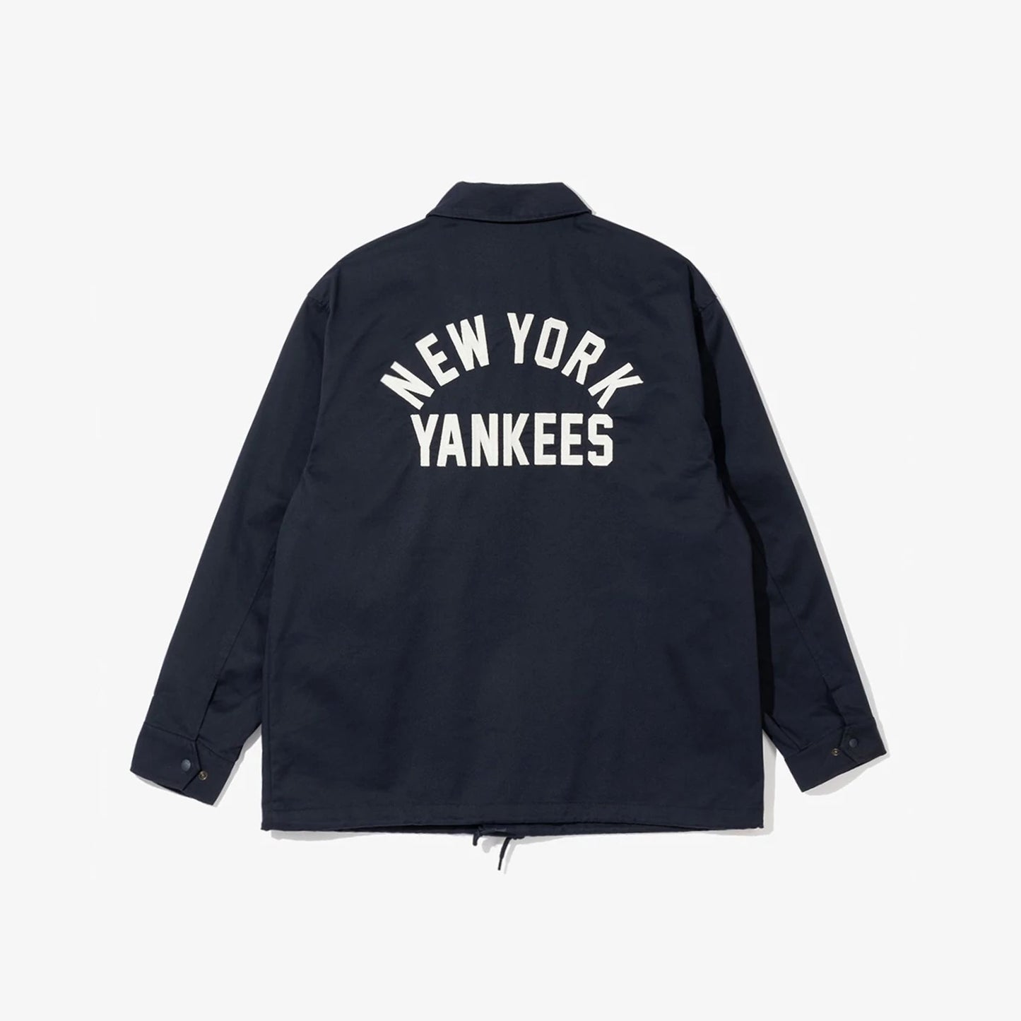 The Male model is wearing New York Yankees New Era Korea MLB Coach Navy Jacket 4