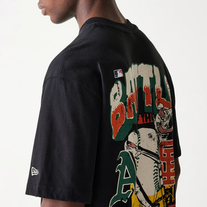 The Male model is wearing MLB Multi Team Battle Of The Bay Black Oversized T-Shirt 5