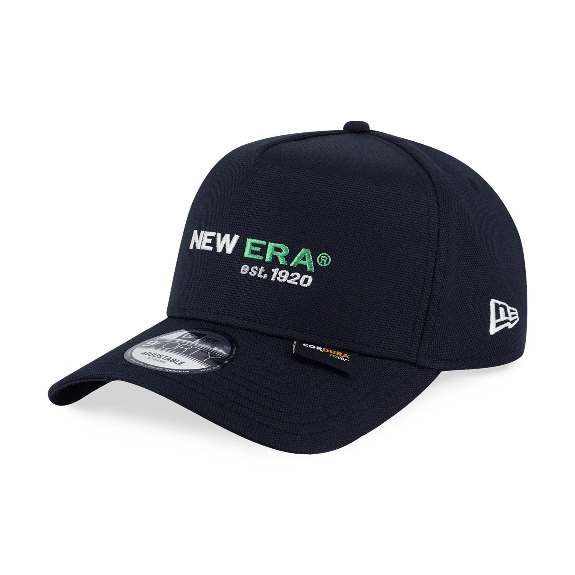 This is a New Era Cordura Navy 9FORTY A-Frame Adjustable Cap 1