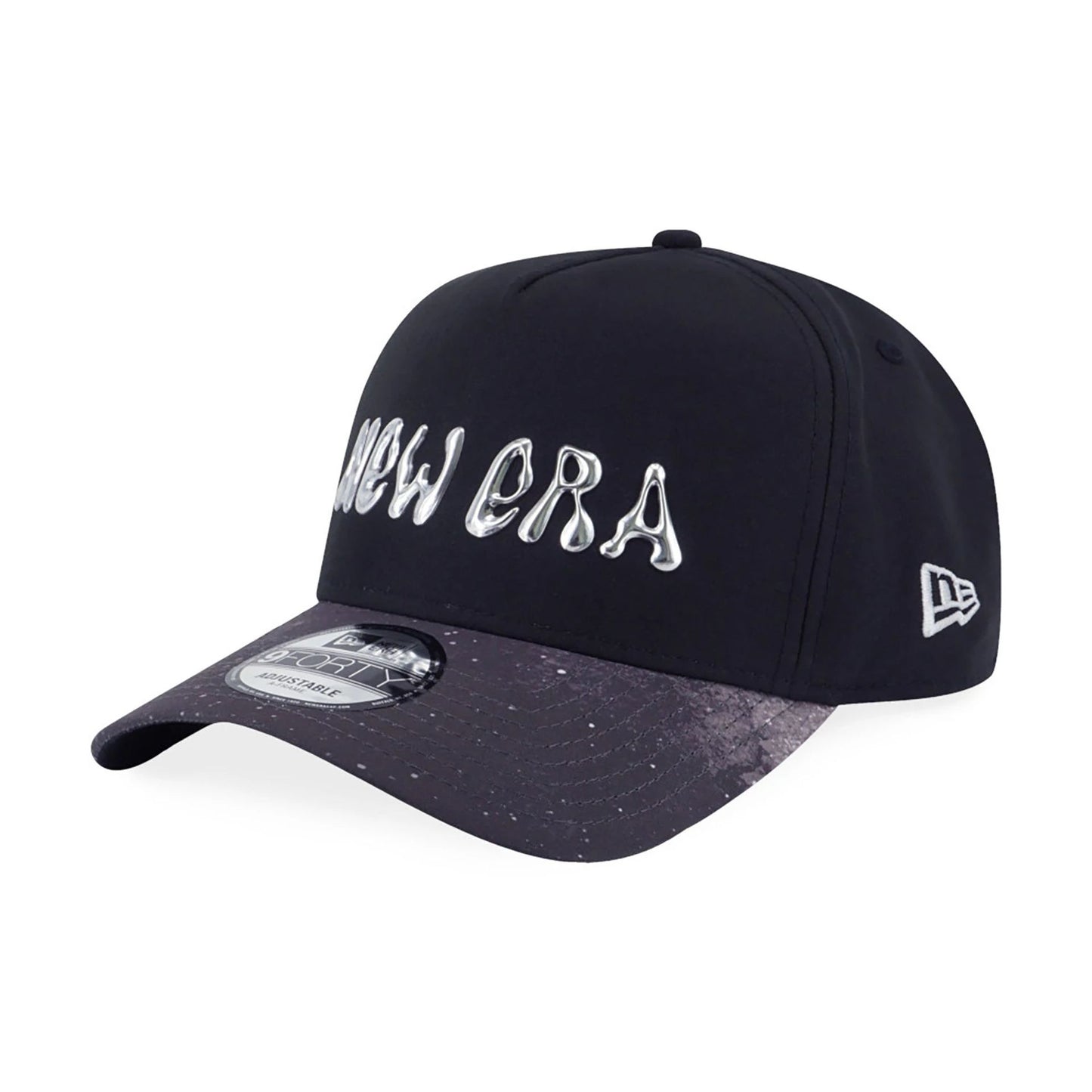 This is a New Era Cosmic Space Black 9FORTY A-Frame Adjustable Cap 1