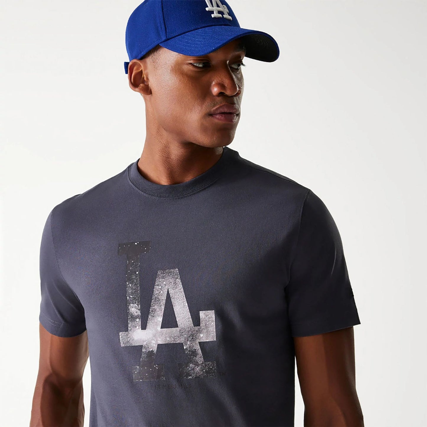 The Male model is wearing LA Dodgers Cosmic Space Dark Grey T-Shirt 3