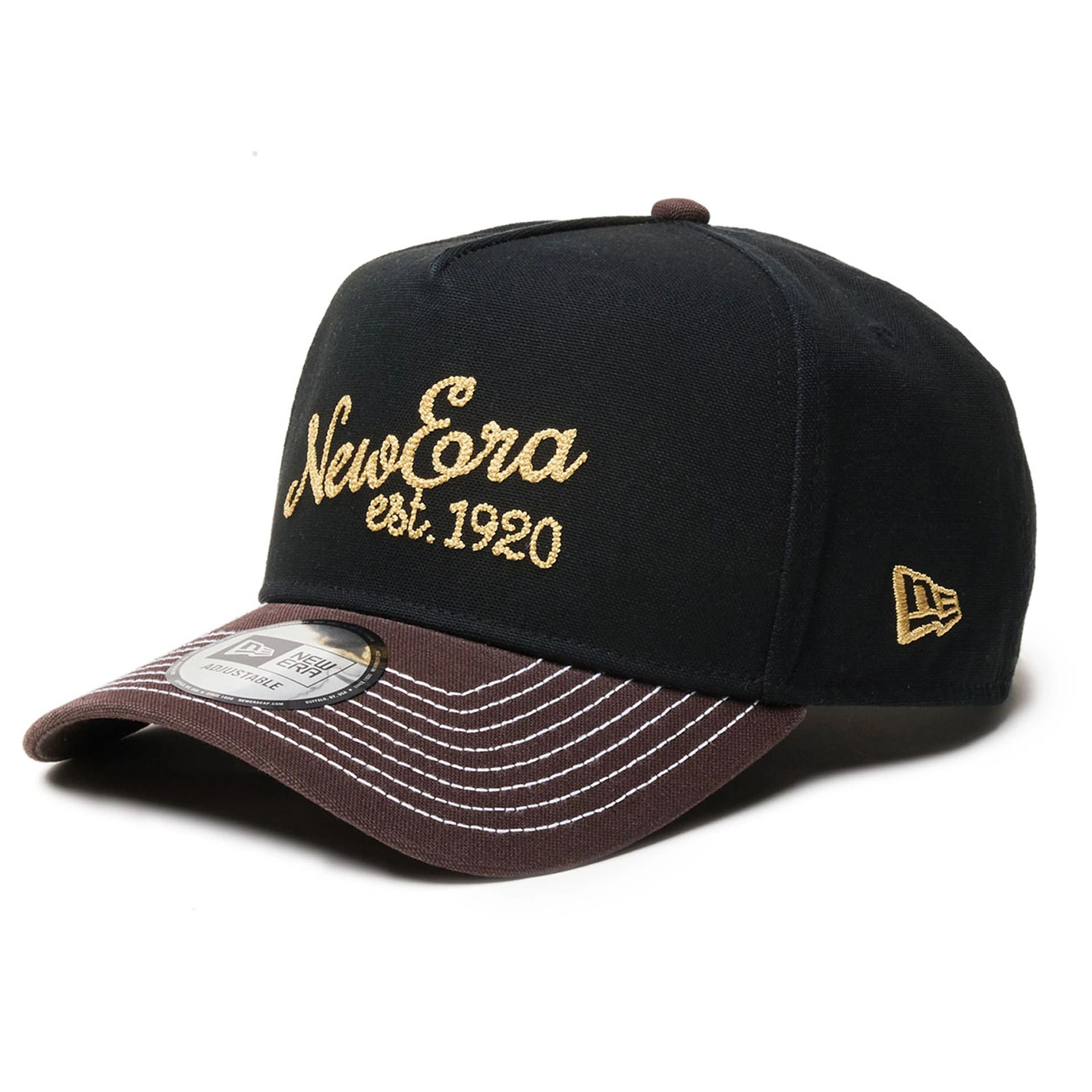 This is a New Era Japan Duck Canvas Black 9FORTY A-Frame Adjustable Cap 1