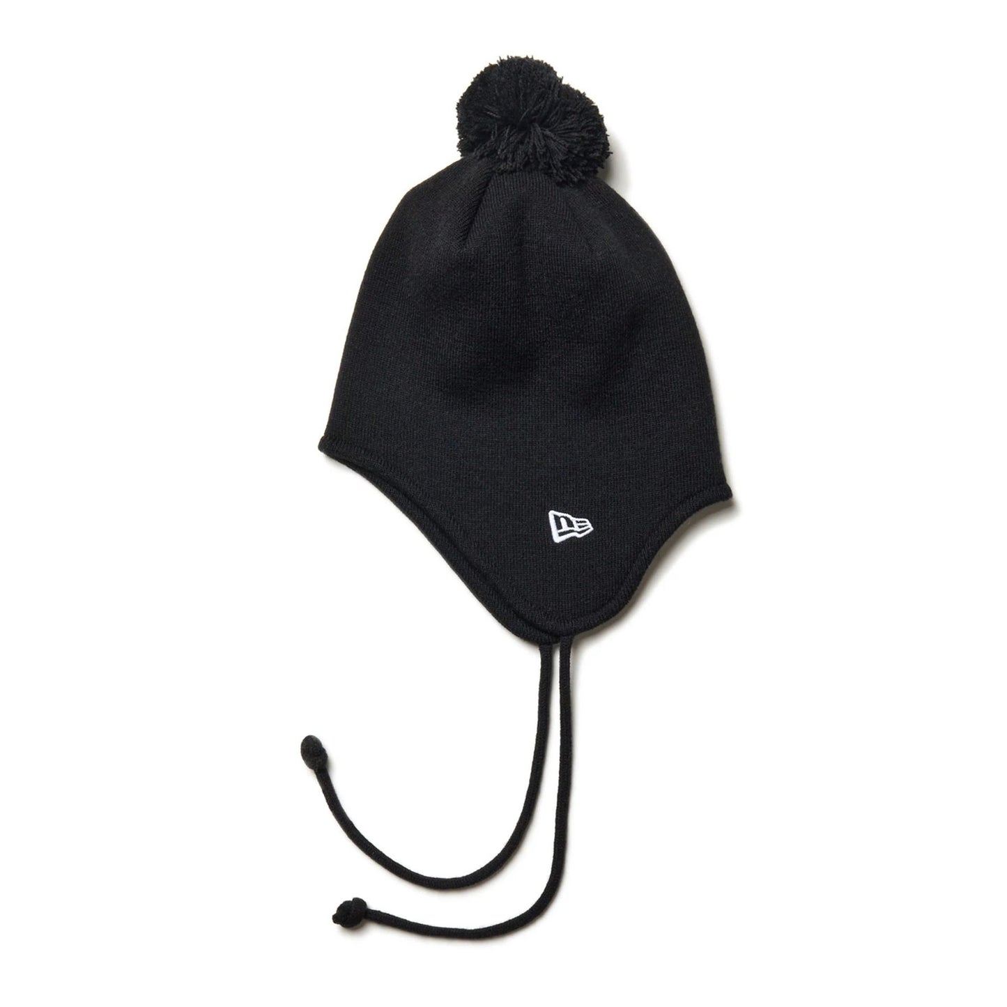 This is a New Era Japan Ear Flap Black Beanie Hat 5