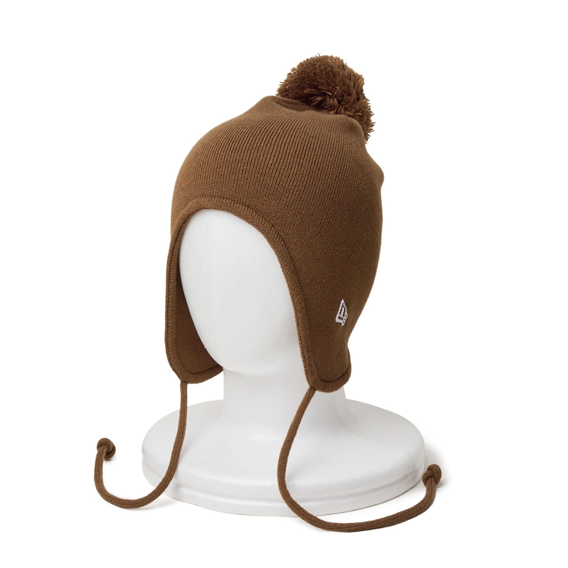 This is a New Era Japan Ear Flap Brown Beanie Hat 1