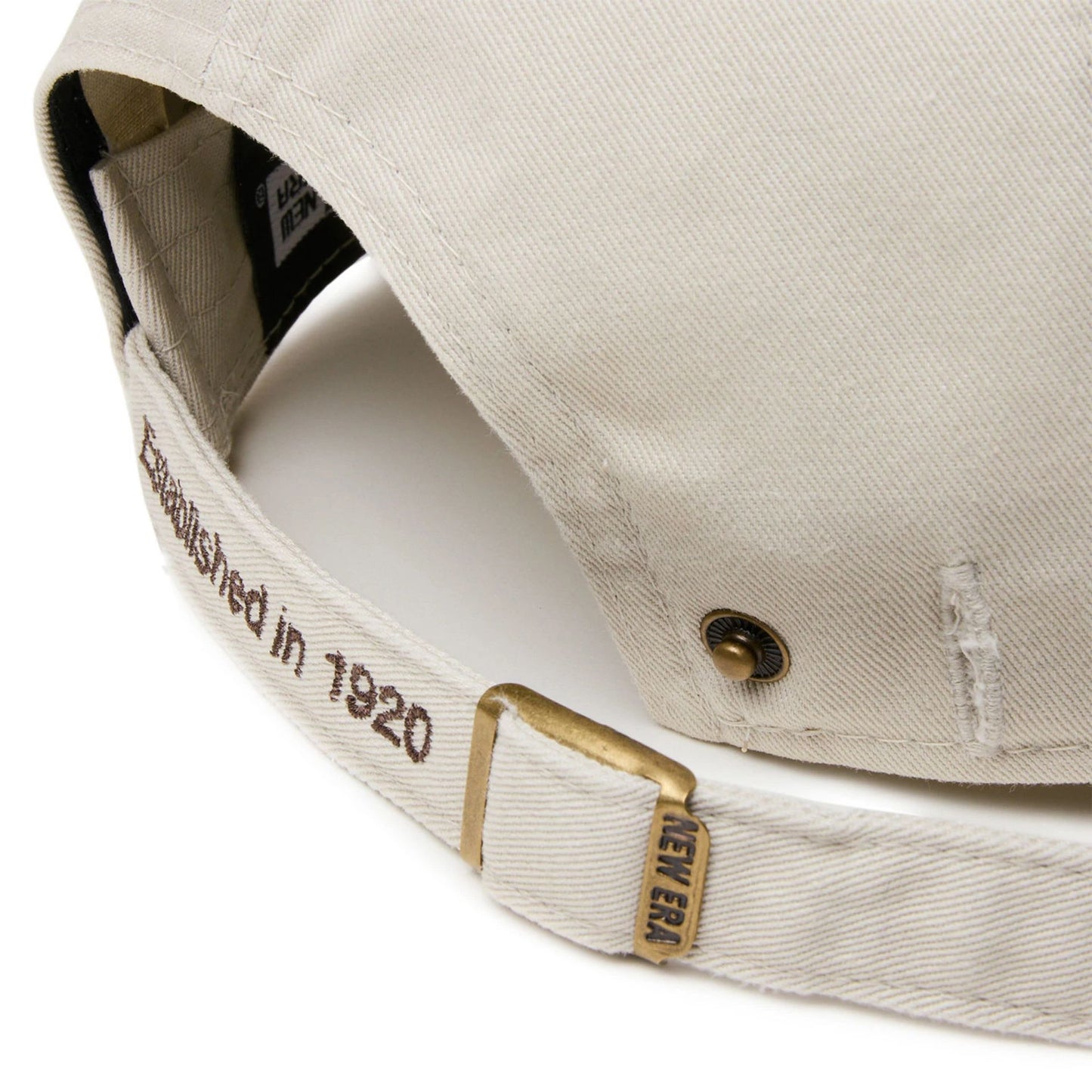 This is a New Era Japan The Origin Strap Logo Light Beige Casual Classic Adjustable Cap 7