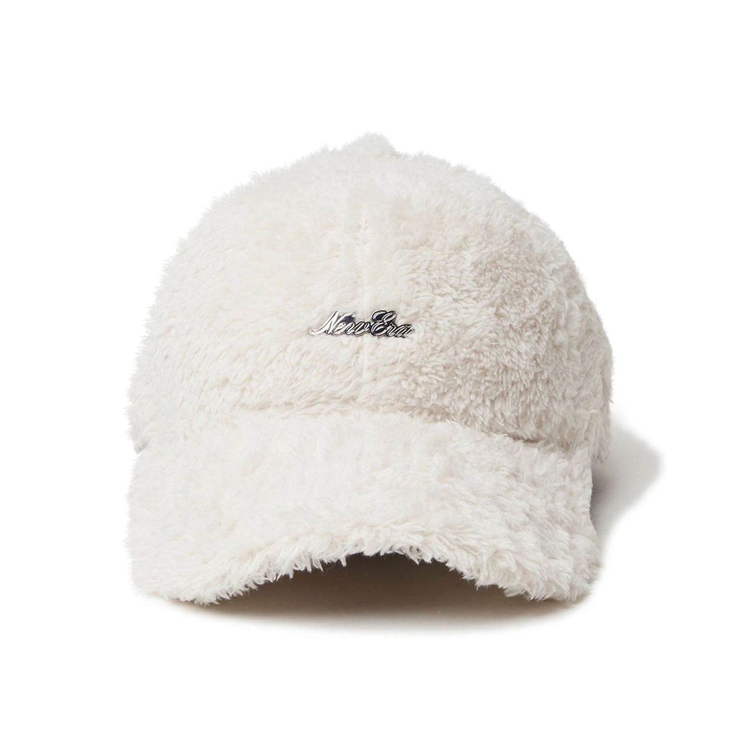 This is a New Era Mink Fleece Script Logo White 9TWENTY Adjustable Cap 2