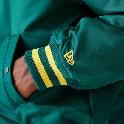 The Male model is wearing Oakland Athletics MLB Stadium Green Jacket  5