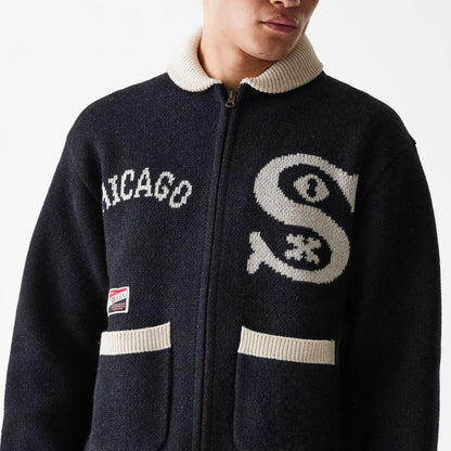 The Male model is wearing Chicago White Sox MLB Cowichan Black Crew Neck Sweater  3