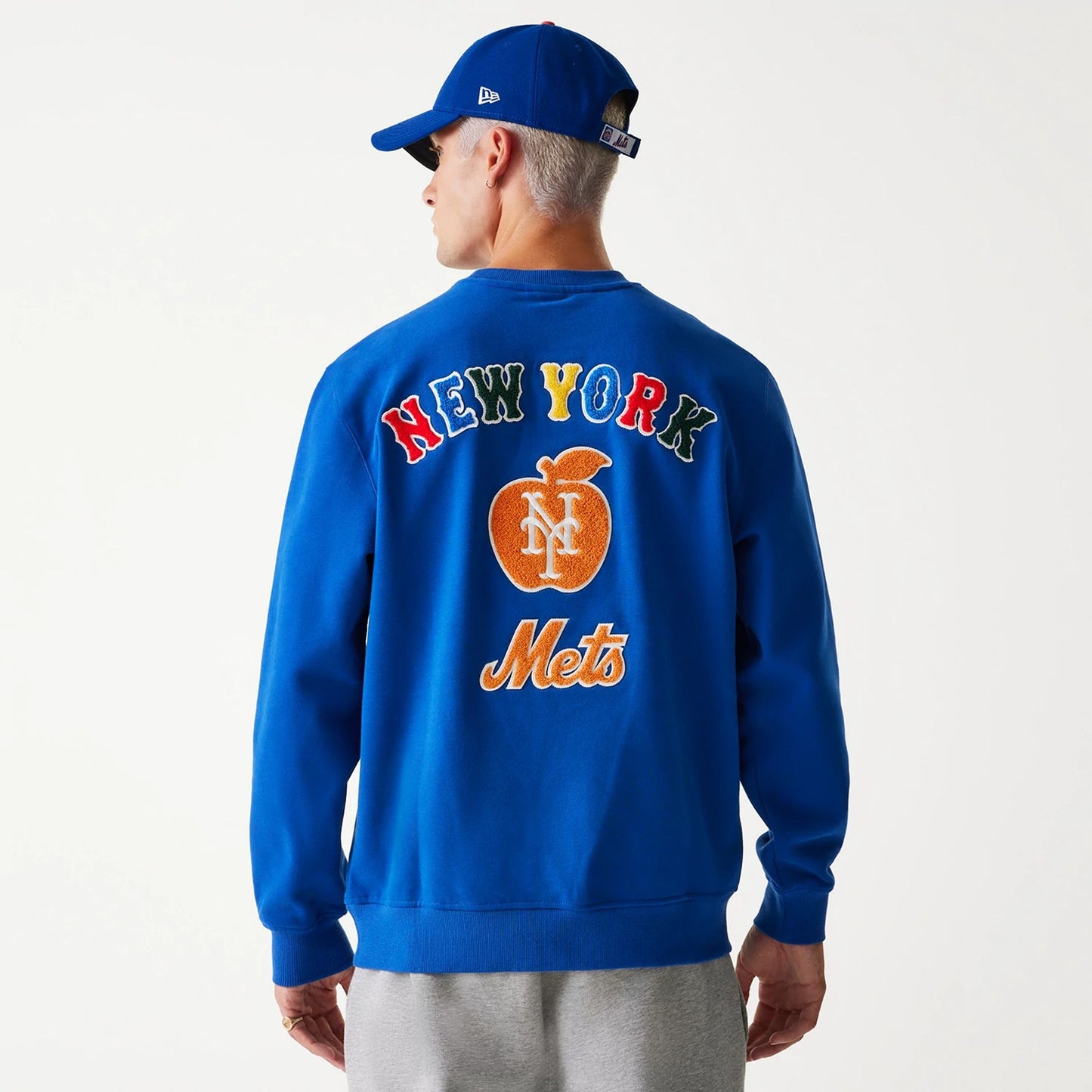 The Male model is wearing New York Mets Korea Blue Sweatshirt 1