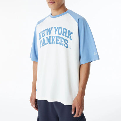 The Male model is wearing New York Yankees MLB Arch White T-Shirt 7