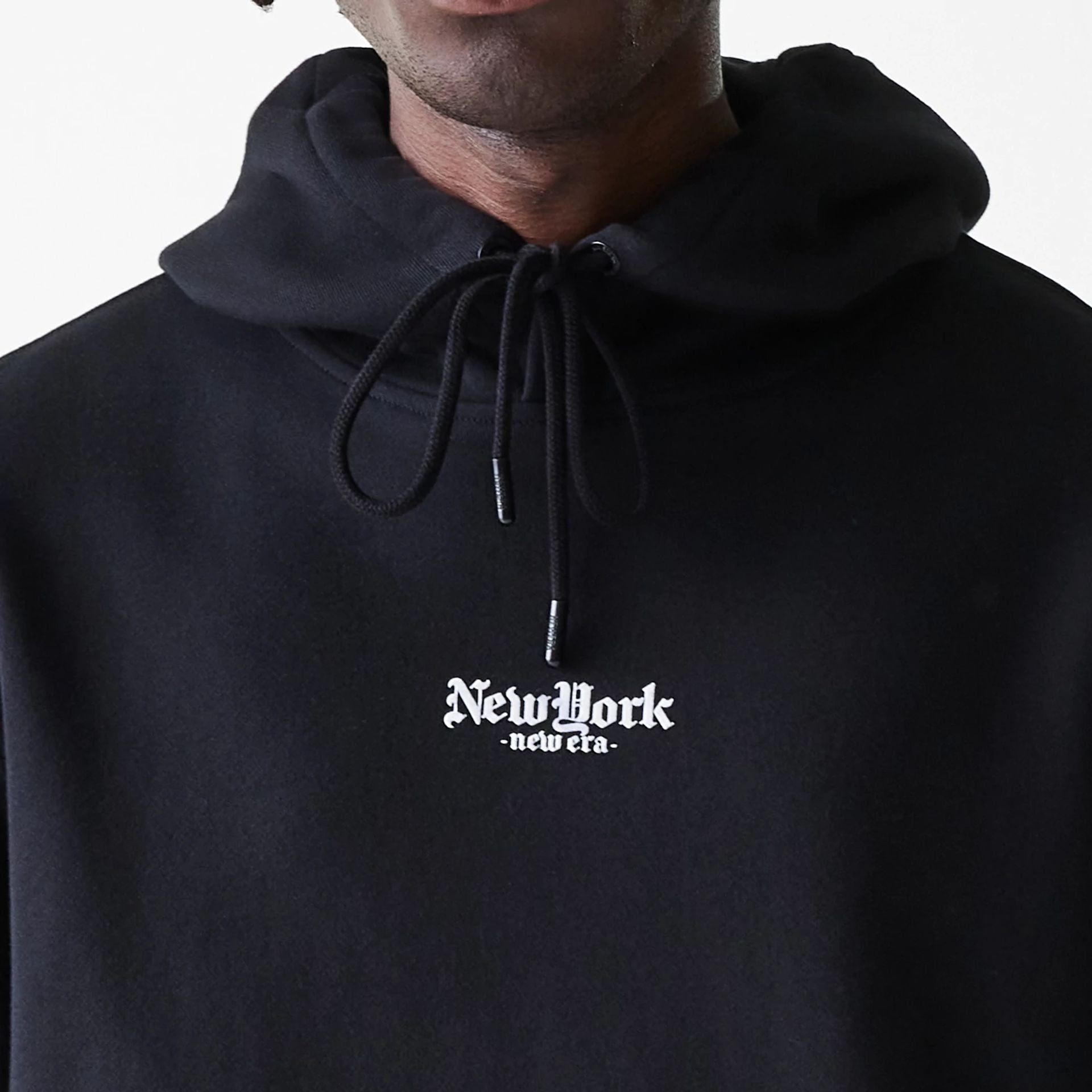 The Male model is wearing Ode To NY Black Pullover Hoodie 3