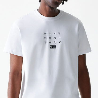 The Male model is wearing New Era Zodiac White T-Shirt 3