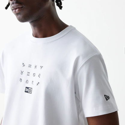 The Male model is wearing New Era Zodiac White T-Shirt 6