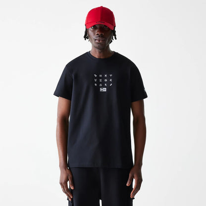 The Male model is wearing New Era Zodiac Black T-Shirt 1