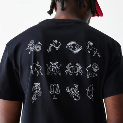 The Male model is wearing New Era Zodiac Black T-Shirt 7