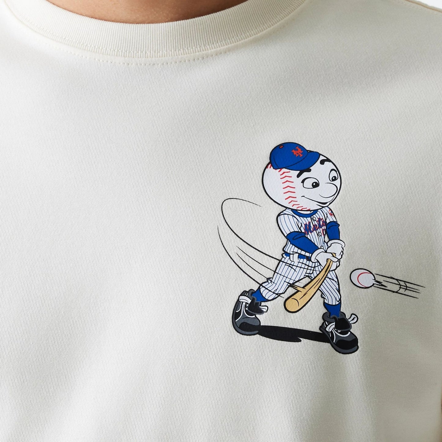 The Male model is wearing New York Mets MLB Mascots Cream T-Shirt 4