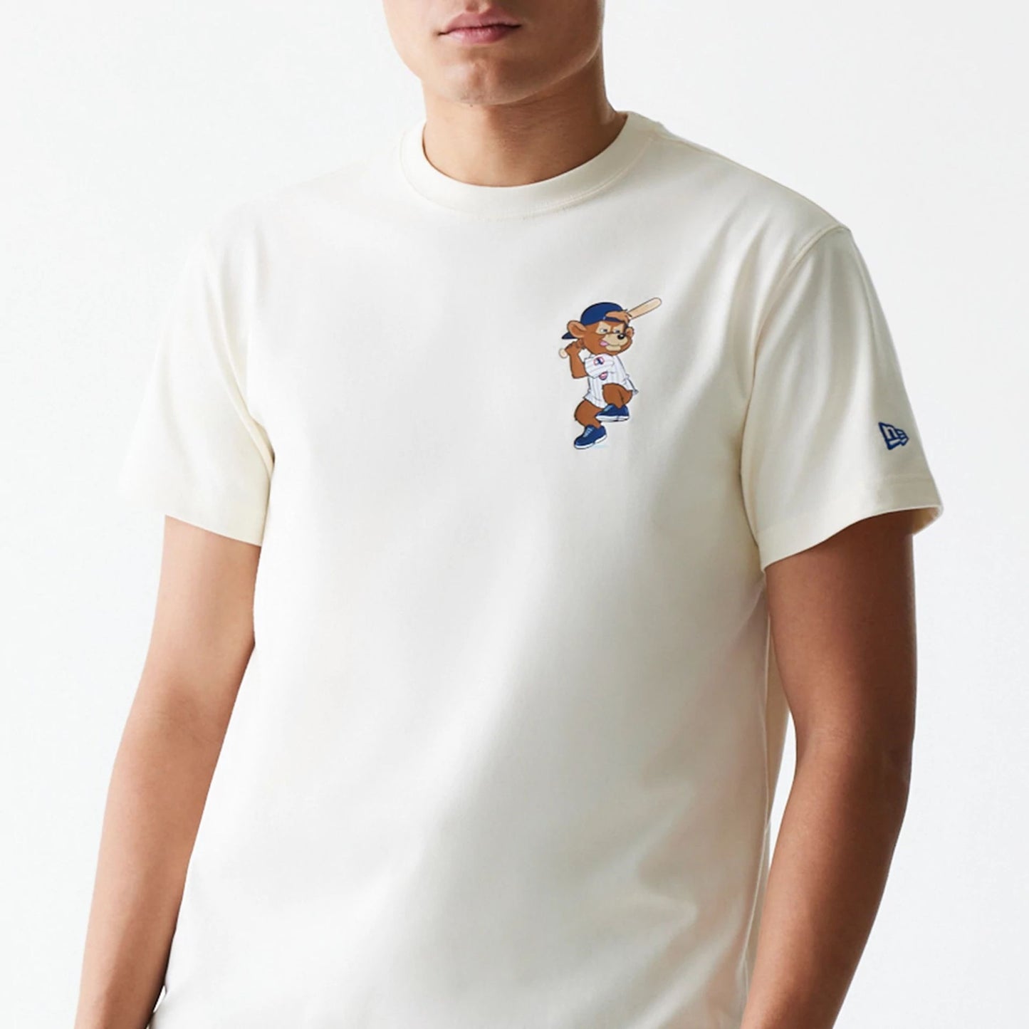 The Male model is wearing Chicago Cubs MLB Mascots Cream T-Shirt 4