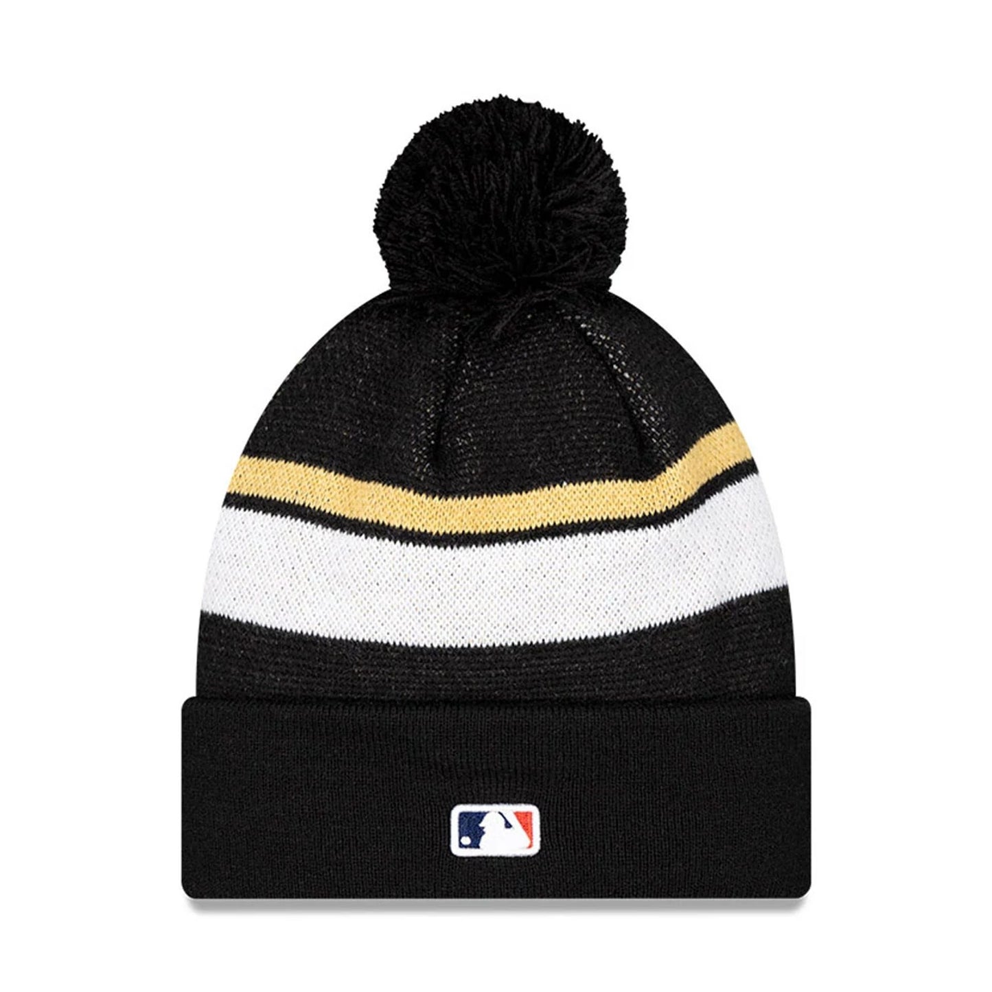 This is a LA Dodgers MLB World Series Champions 2024 Black Bobble Knit Beanie Hat 2