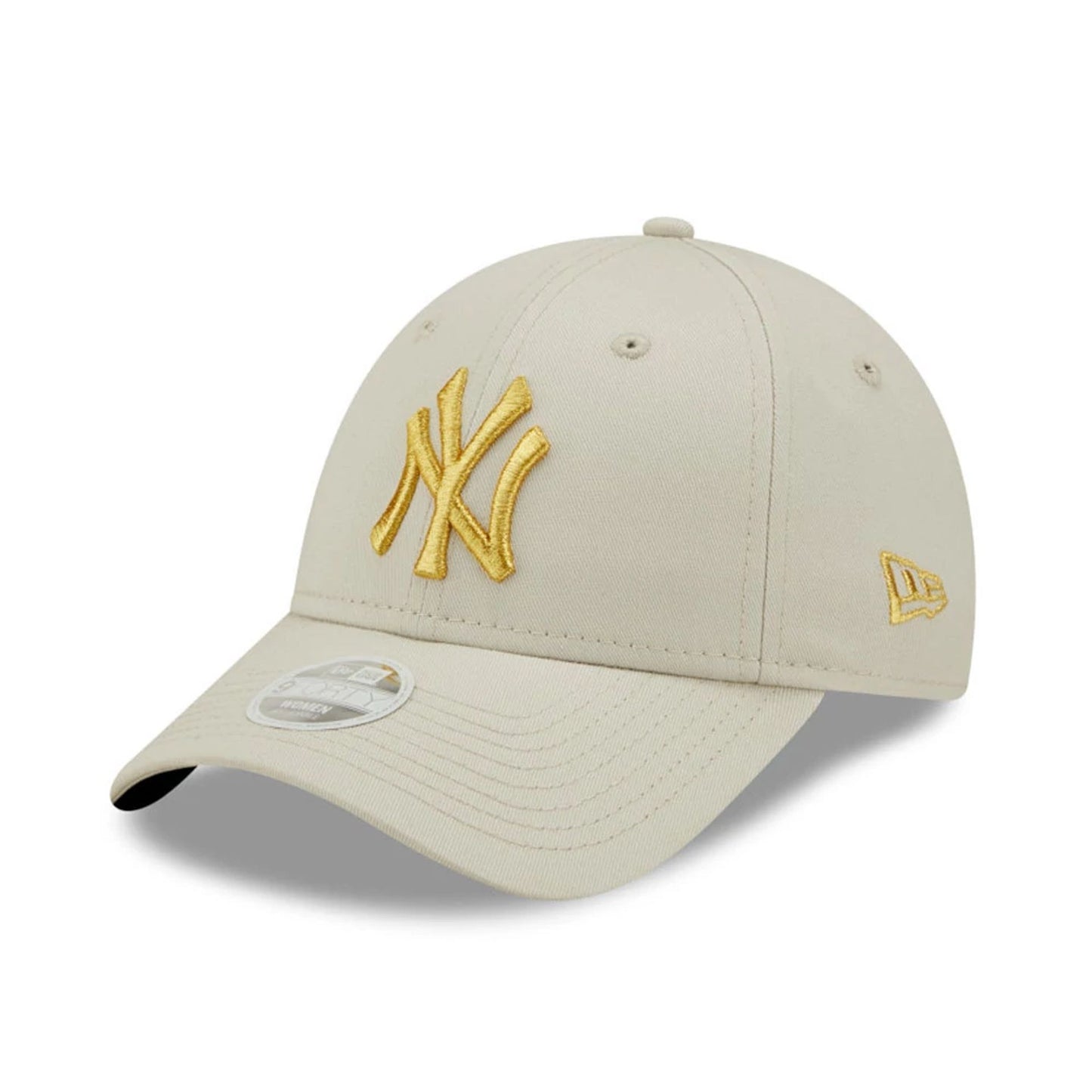 This is a New York Yankees Womens Metallic Logo Cream 9FORTY Adjustable Cap 1