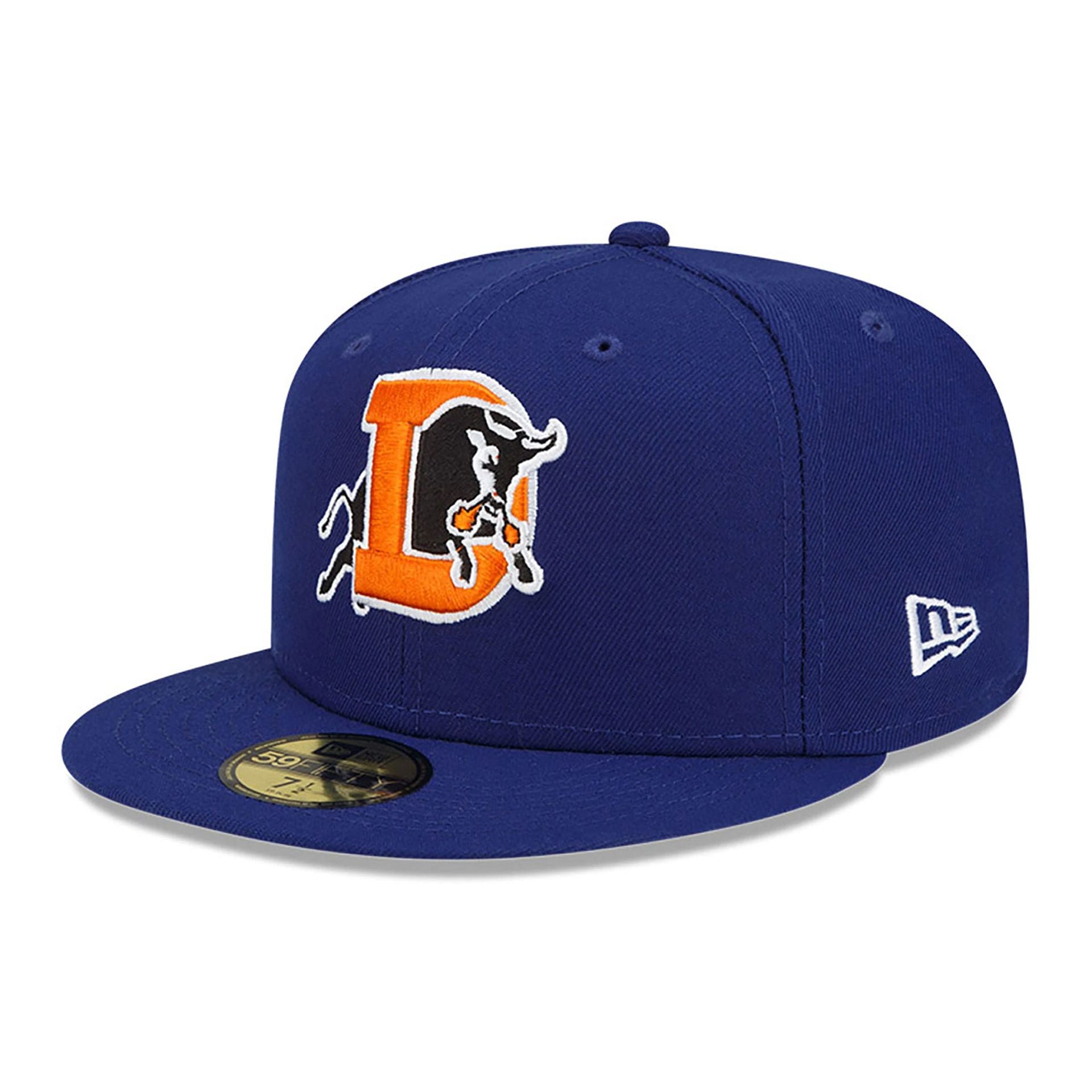 This is a Durham Bulls MiLB On Field Dark Blue 59FIFTY Fitted Cap 1