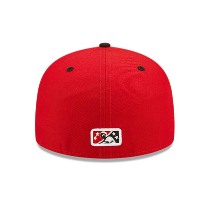 This is a Lansing Lugnuts MiLB On Field Red 59FIFTY Fitted Cap 5