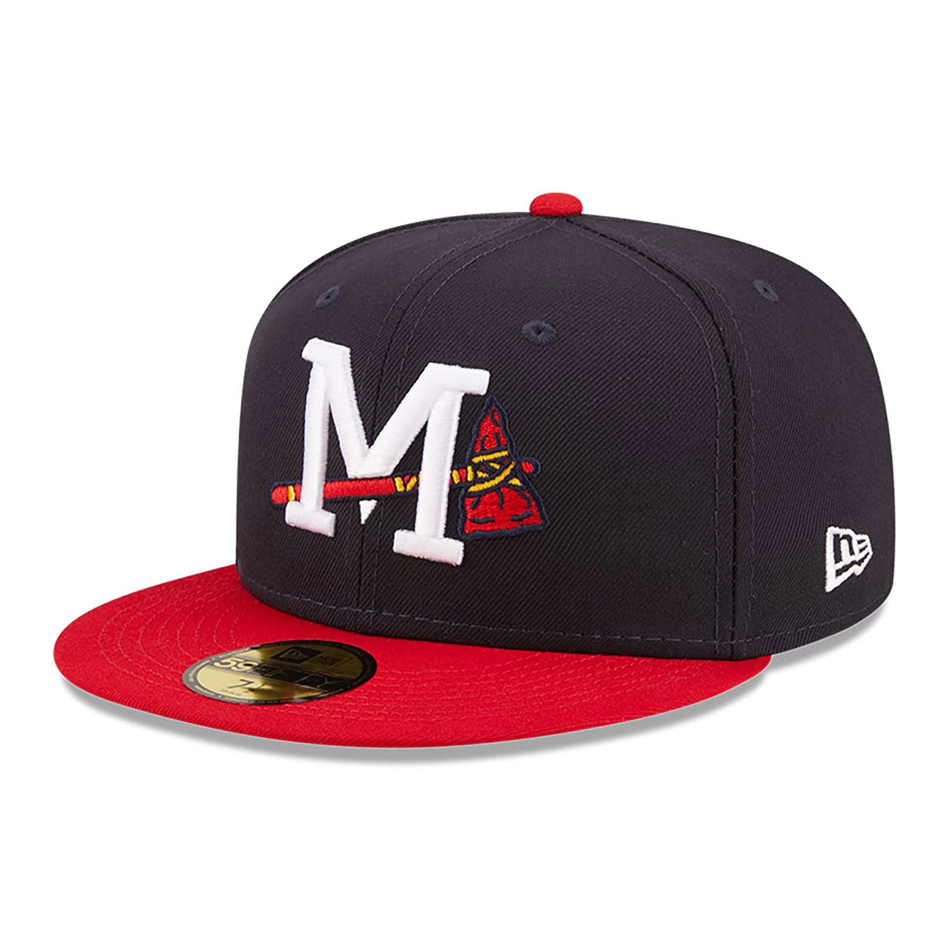 This is a Mississippi Braves MiLB On Field Navy 59FIFTY Fitted Cap 1