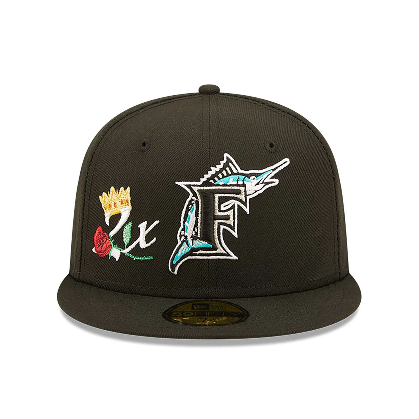 This is a Miami Marlins Crown Champs Black 59FIFTY Fitted Cap 3