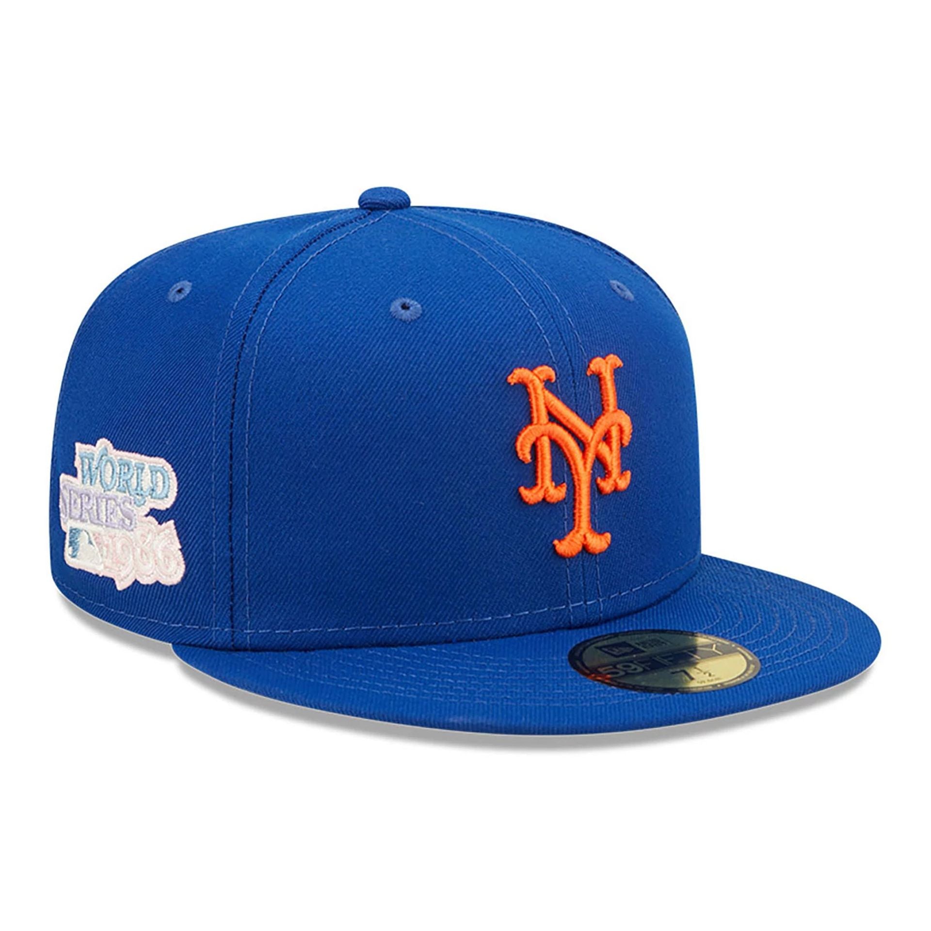 This is a New York Mets MLB Pop Sweat Blue 59FIFTY Fitted Cap 1