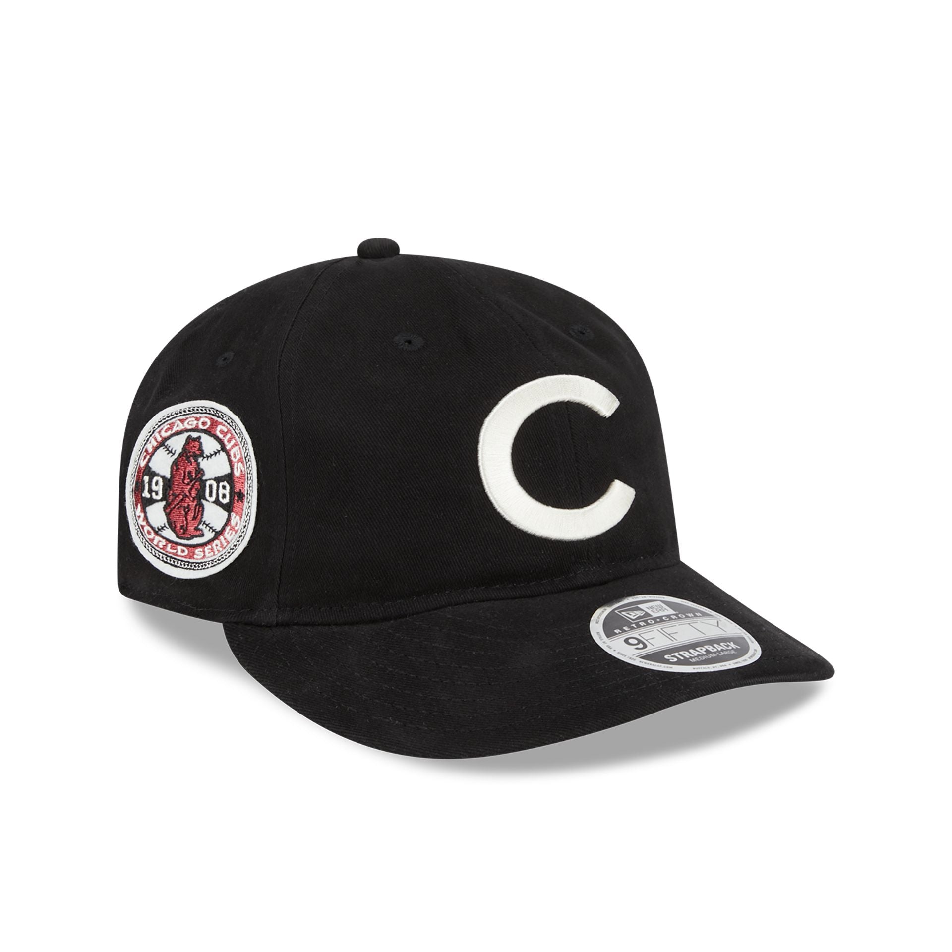 This is a Chicago Cubs MLB Cooperstown Black Retro Crown 9FIFTY Strapback Cap 1